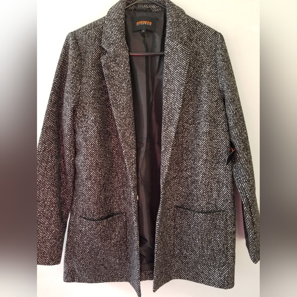 Women's Ambiance Outerware Jacket black & white tweed size large - Picture 9 of 13